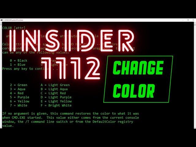 command prompt (cmd) font  color change and background color change method@insider1112