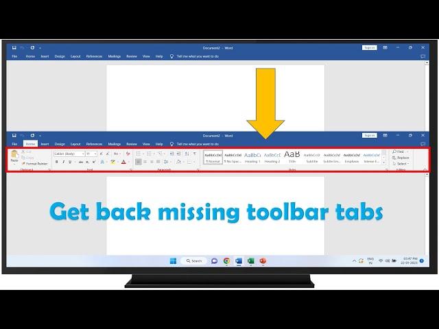 How to Get Back Missing Toolbar Ribbon Tabs of MS Word, Excel, PPT