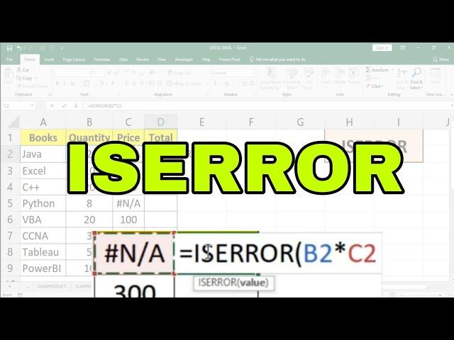 ISERROR Formula in Excel