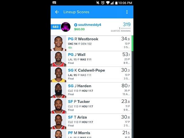 BACK IN THE W! NBA: Fanduel Picks 11/10/17