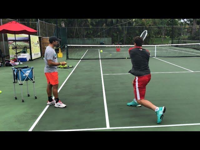 Tennis training: Coach Dabul with  Federico Gomez D1 college player (Nadal, Federer, Murray drills)