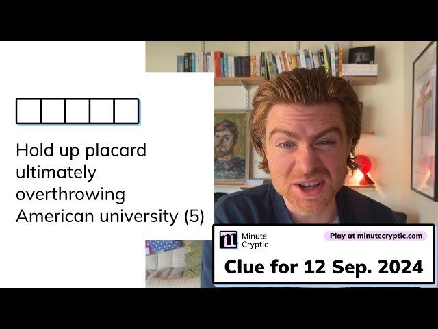 Minute Cryptic Clue #79 for 12 Sep 2024: Hold up placard ultimately overthrowing American University