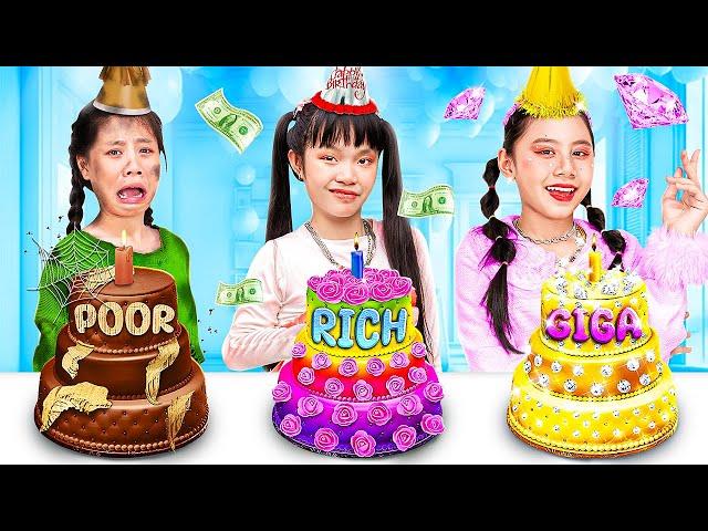 Poor Vs Rich Vs Giga Rich Girls At Birthday Party! - Funny Stories About Baby Doll