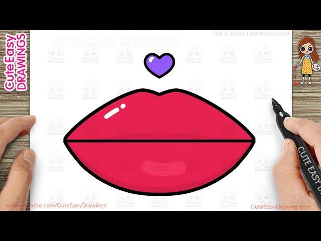 How to Draw Cute Lips Easy Step-By-Step Drawing and Coloring for Kids and Toddlers