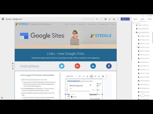 Link to pages Drive items and websites - new Google Sites