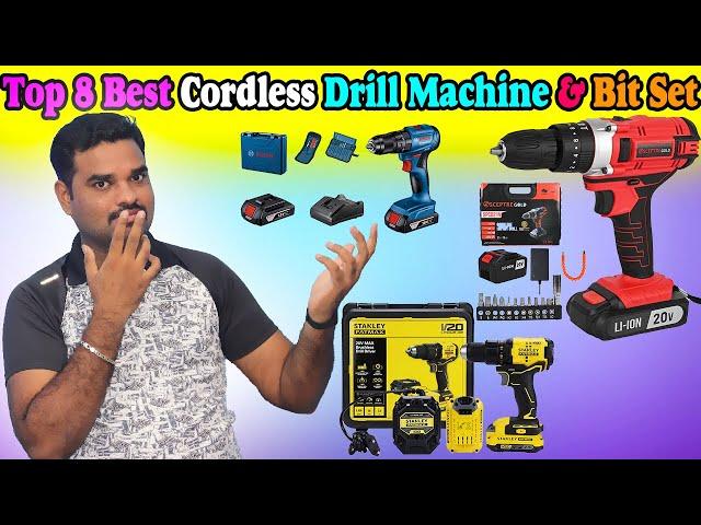 Top 8 Best Cordless Drill Machine In India 2024 With Price|Wireless Drill Bit Kit Review&Comparison