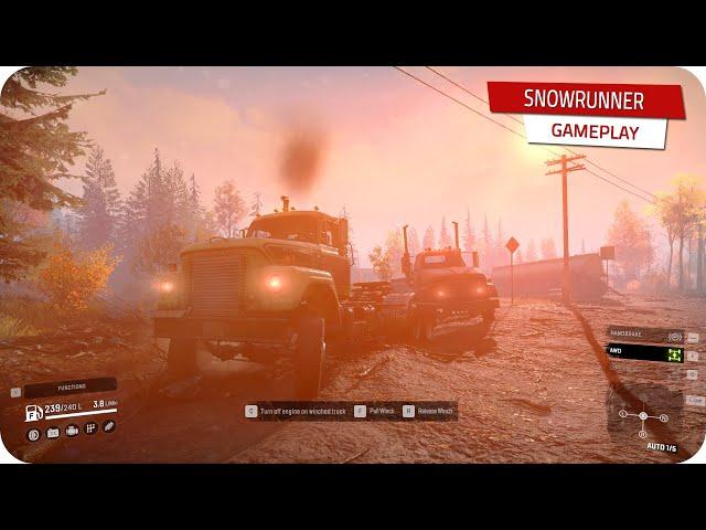 SnowRunner  Michigan #9 Black River - RESCUE Mission (Drowned Highway Truck) 2K gameplay