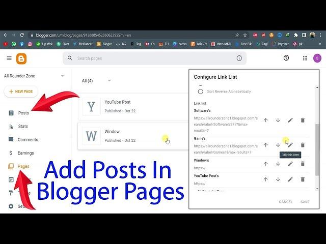 How to Add Post in Blogger Pages | Create Pages in Blogger | Add Posts & Pages Menu In Blogger