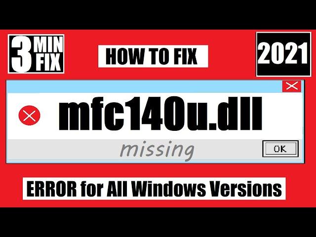 How to Fix MFC140u.dll is Missing from your computer / Not Found Error Windows 10\11\7  32/64 bit