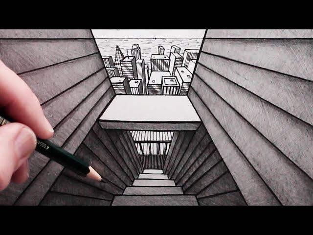 How to Draw an Alleyway, Steps and City using Perspective: Narrated