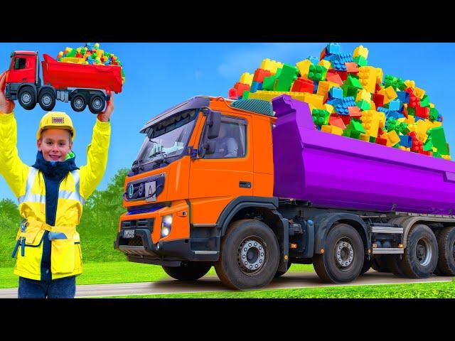 The Kids Play with Real Trucks and other Vehicles