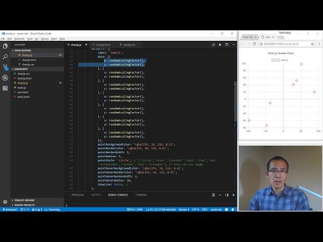 Javascript Chart drawing using chartjs 7 Scatter Chart