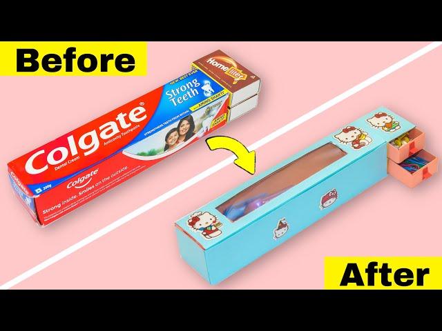 How to make pencil box from matchbox and colgate box || Diy pencil box from matchbox