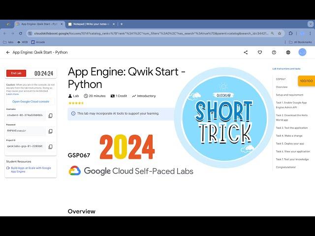 [2024] App Engine: Qwik Start - Python || #qwiklabs || #GSP067 ||  [With Explanation️]