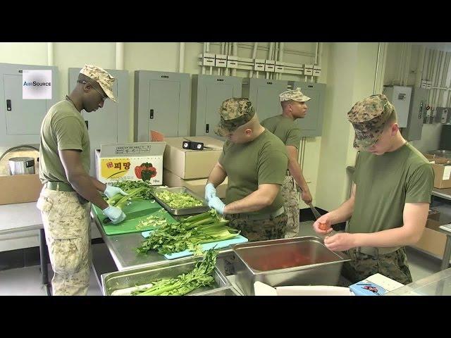 US Marine Chefs. Chow Hall Preparation.