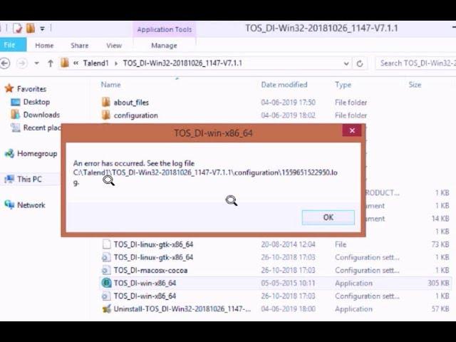 How to Fix Error has occured see the Log file in Talend