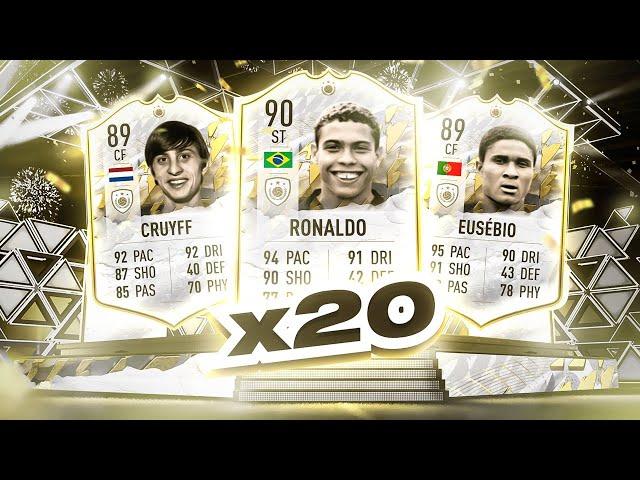 OMG RONALDO IN A PACK!! 20 x BASE ICON PACKS!!! FIFA 22