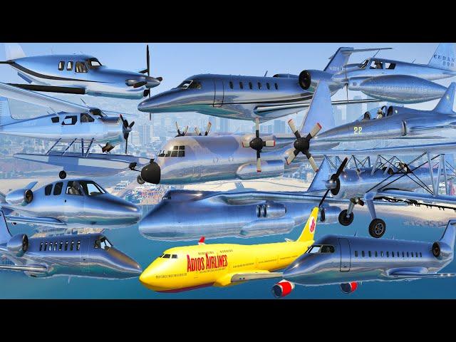 GTA V: Every Chrome Airplanes Take Off Test Flight Landing Gameplay