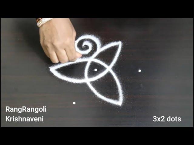 Chinna Muggulu3x2 dots Daily KolamEasy Rangoli DesignsRangRangoli Krishnaveni