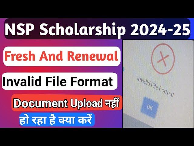 NSP Invalid File Format | Document Upload Problem | NSP 2024-25 Invalid File Format | Upload Problem