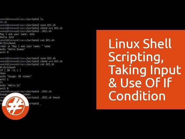 022 - Shell Scripting #02 | How To Take Inputs And Use Conditions