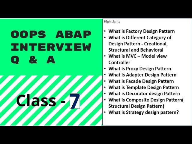 OOPS ABAP 7 | Interview Question's and Answer | Factory Design Pattern | MVC | Proxy | Adapter | Fac