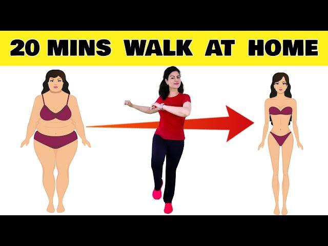 Happy n’ Easy 20 Mins Walk At Home For Weight Loss | Full Body Fat Burning Indoor Walk For Beginners