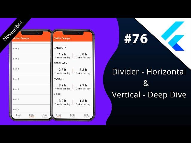 Flutter Tutorial - Divider - Horizontal & Vertical - Deep Dive