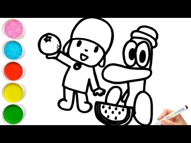 Coloring Pocoyo Baby Cute & Pato Baby Cute  | How To Color, Easy Coloring, Drawing & Painting