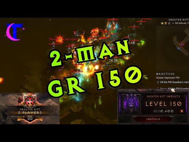 Diablo III Season 22 - 2man Greater Rift 150 (Necro-Barb)