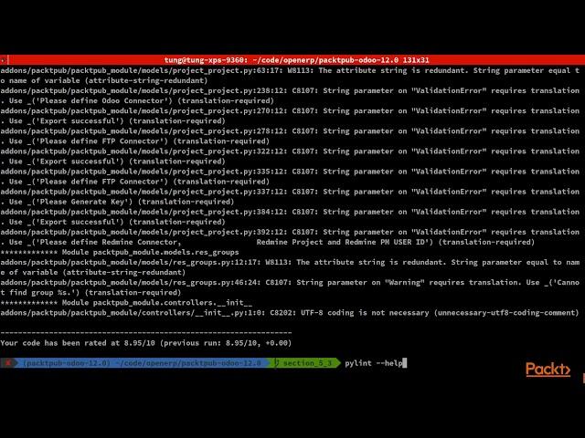 Mastering Odoo 12 Development : Auditing Your Code Before Submitting | packtpub.com