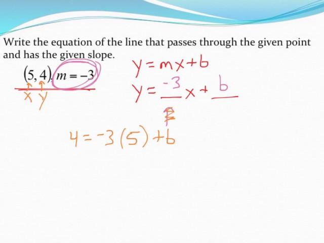 Writing the equation of a line given a slope and a point