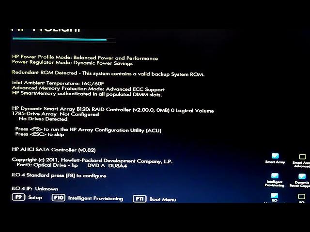 1785 drive array not configured no drives detected HP  ProLiant DL360E GEN 8