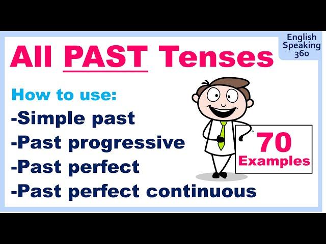 ALL PAST Verb Tenses: Simple, Progressive, Perfect and Perfect Continuous  70 examples + Diagrams