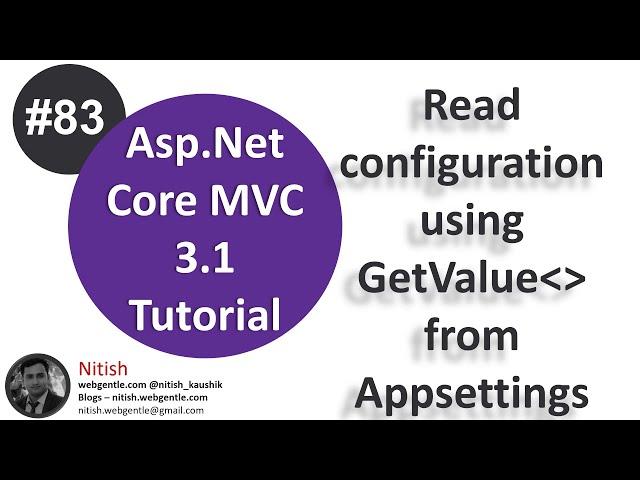 (#83) Read configuration using GetValue method from appsettings.json file | Asp.Net Core tutorial