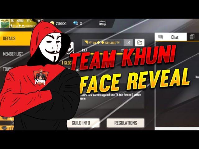 TEAM KHUNI MEMEBRS FACE REVEAL || KHUNI GAMERS GUILD MATE FACE REVEAL - GARENA FREE FIRE