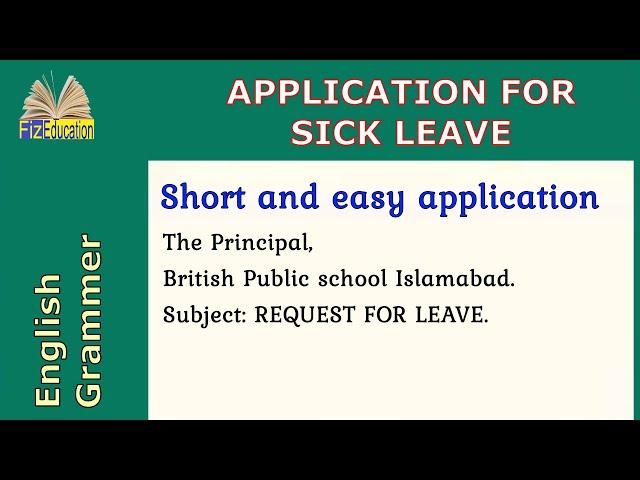 Application For Sick Leave | Short Application | Easy Application | Fiz Education