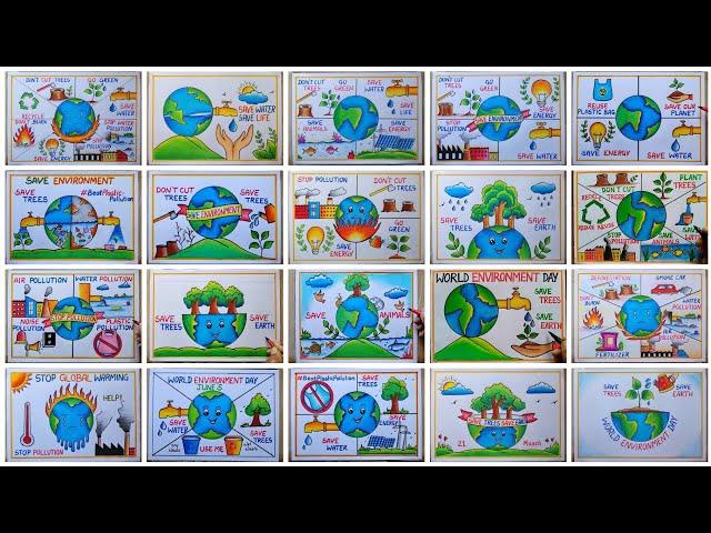 Environment Day poster drawings| World Environment day drawings| Save Earth Save Life Poster drawing