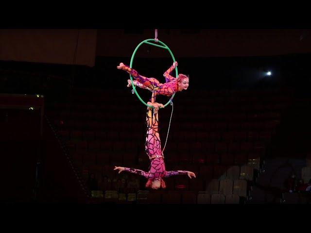 Circus studio "Smile" - "Tsakheylou". Aerial gymnastics on the  ring, duet.