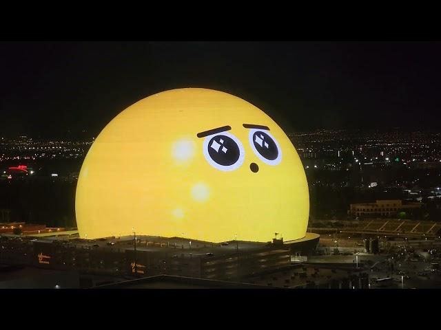 Las Vegas sphere emoji seen from High Roller ferris wheel