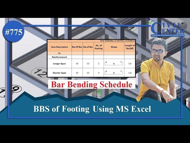 How to Find Bar Bending Schedule of Footing Using MS Excel| BBS of Footing