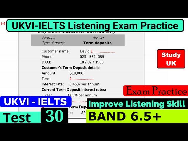 UKVI IELTS Listening Practice Test 2024 With Answers [ Test - 30 ]