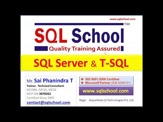 SQL Server T SQL Training (MS SQL 2019 Version)