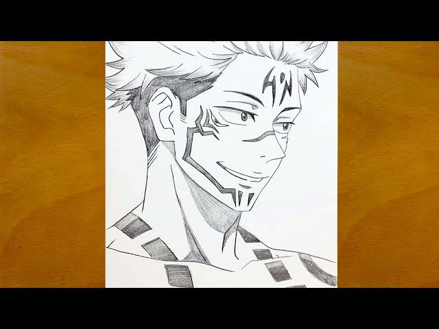 Anime sketch | How to draw Sukuna from Jujutsu Kaisen | Sukuna drawing step by step | Draw Anime