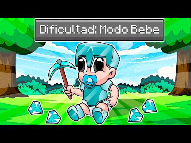 ¡Paso MINECRAFT en DIFICULTAD BEBÉ!  BEBE NOOB Y NOOBSI