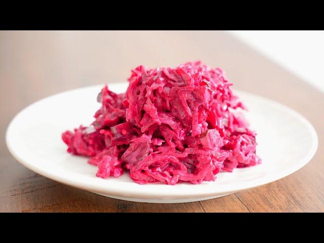 Very tasty and simple salad with beetroot! Only affordable ingredients