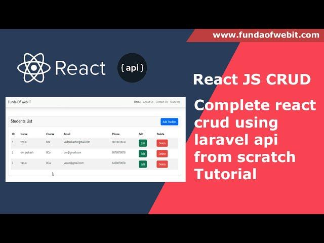 React JS CRUD - Complete react crud using laravel api from scratch tutorial | React CRUD operation