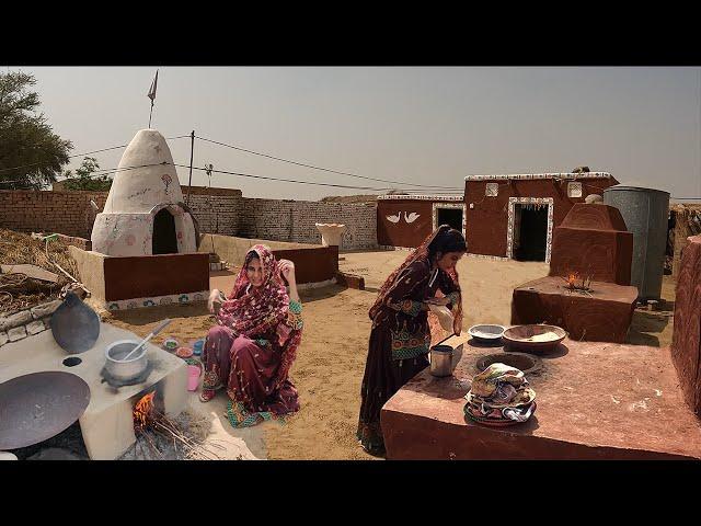 Village life of Pakistani Hindu women in Beautiful Mud house | Cooking okra for Lunch on Tandoor