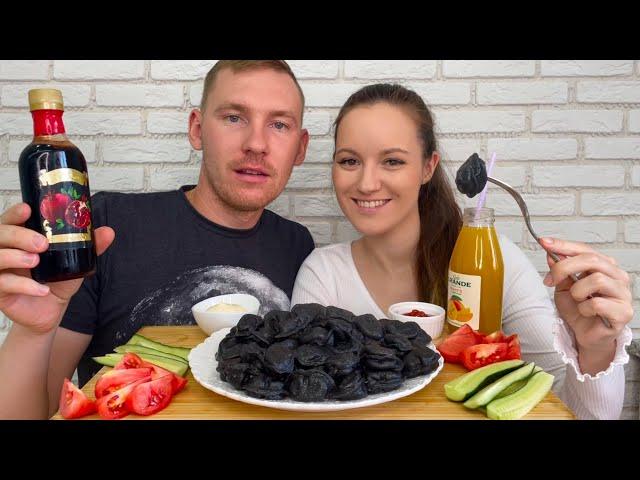 МУКБАНГ ЧЕРНЫЕ ПЕЛЬМЕНИ МИРАТОРГ НОВИНКА НАРШАРАБ ответы на вопросы MUKBANG BLACK DUMPLINGS MIRATORG