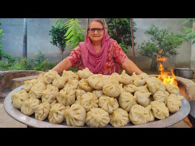 BIG MOMOS | Steamed Momos Recipe Cooking in Village | Delicious Street Food Snack Recipe